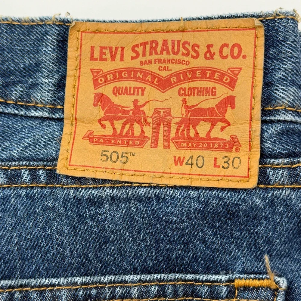 Levi's 505 Regular‎ Fit Straight Leg Jeans Mens 40x30 Medium Wash Blue Denim